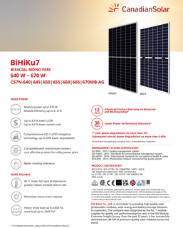 پنل خورشیدی 660 وات CANADIAN SOLAR